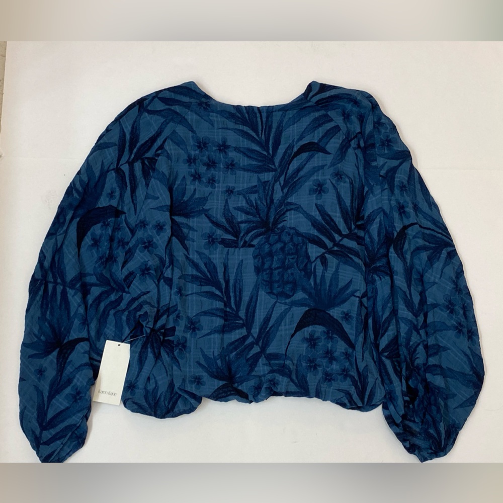 NWT Karen Kane Women's Blue Sand & Sky Lantern Sleeve Top size Large - Picture 5 of 14